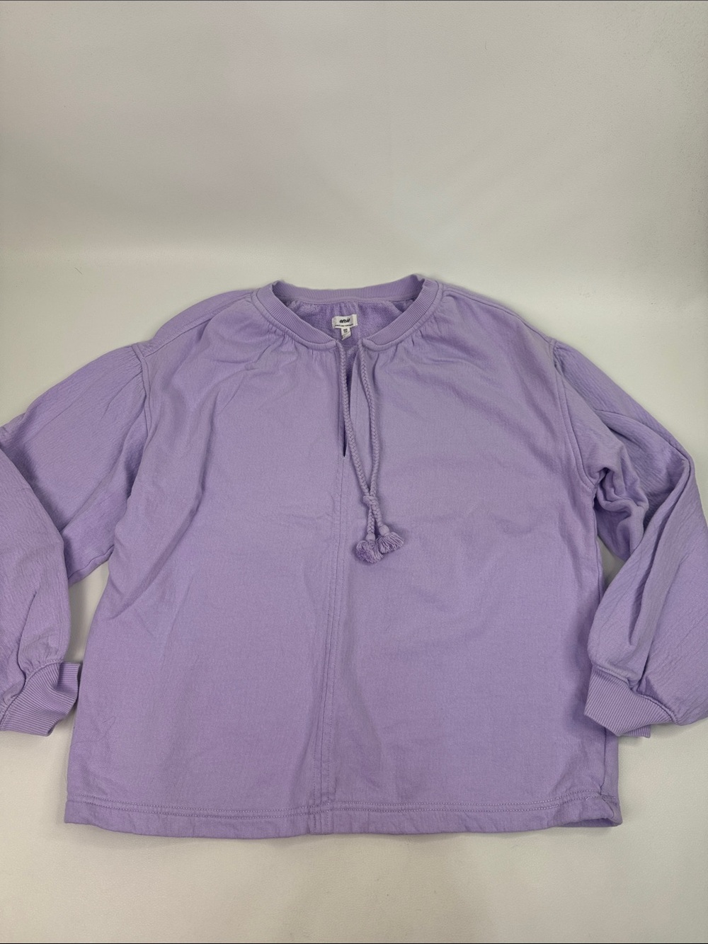 aerie Lilac lavender Crewneck tassel Tie Pullover top. XXS Oversized